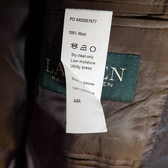 LAUREN RALPH LAUREN 100% Wool Plaid 2 Button Blazer 44R Charcoal Blue Preppy - Picture 11 of 11